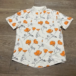 Polo Mantra Catalyst Para Hombres Mediano Blanco California Amapola Floral Golf Rendimiento - Imagen 1 de 9