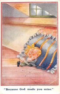POSTCARD COMIC CHILDREN WWI BECAUSE GOD MADE YOU MINE LUDGATE - Picture 1 of 2
