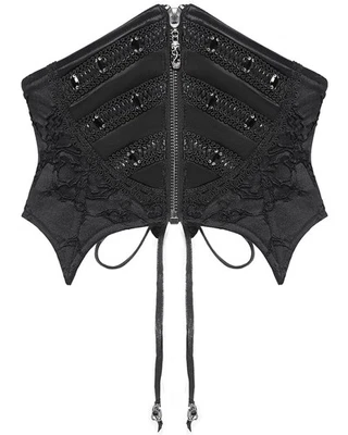 Eva Lady Damen Dunkel Barock Gothic Jacquard Taille Korsett Gürtel Schwarz - Bild 1 von 4