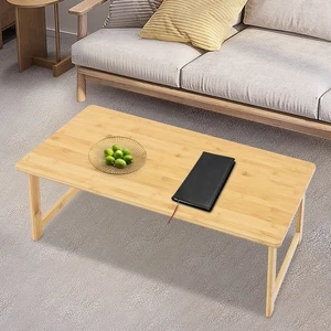 Bamboo Folding Floor Table Foldable Coffee Table Sitting Dining Table Log Color - Picture 1 of 14