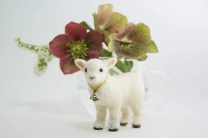 Needle Felted Lamb with bells Wool Doll figurine from Japan - Picture 1 of 5
