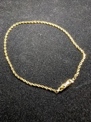 "Brazalete de cuerda con corte de diamante de 1,6 mm de oro amarillo italiano sólido de 14 k" Foto 1 de 4