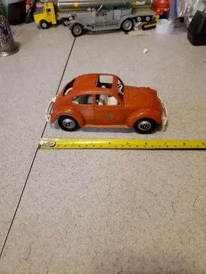 Vintage Hubley Metal Volkswagen VW Beetle Diecast Orange 7” - Image 1 of 4