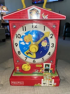 Euc Fisher Price 2009 Musikalische Lehruhr Mattel Retro Spielzeug zum Aufziehen Weihnachten - Bild 1 von 4