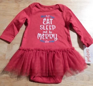 Cat & Jack Infant Girl's Eat Sleep Merry Xmas Skirted Bodysuit 3-6 Months - Picture 1 of 2