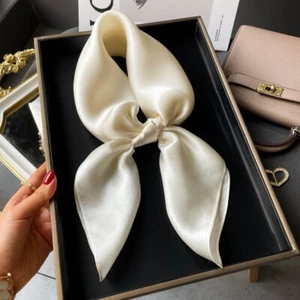 100 % Maulbeerseide 26 Zoll quadratischer Schal Damen Vintage Halstuch Halstuch reinweiß 65 - Bild 1 von 4