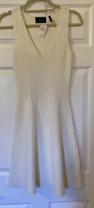 Neu mit Etikett Neiman Marcus Cine Damen XS elegantes cremeweißes Tier-/Kieselmusterkleid - Bild 1 von 4