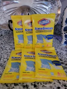 6 Packs Clorox Scrub Singles Multi-Purpose Decide-A-Size 3 pads per package - Picture 1 of 2