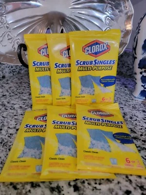 6 paquetes Clorox Scrub individuales multiusos Decide-A-Size 3 almohadillas por paquete Foto 1 de 2