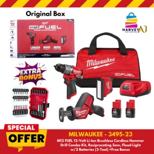 Milwaukee 3495-23 M12 FUEL 12-Volt Li-Ion Brushless Cordless Hammer Drill Combo - Picture 1 of 5