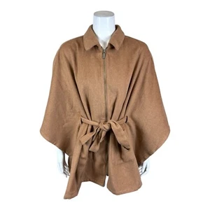 Joan Rivers Women's Zip Front Belted Poncho with Collar Camel X-small/Small Size - Picture 1 of 2