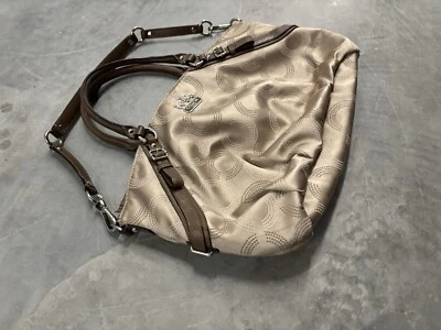 BOLSO DE MANO HOBO DE HOMBRO CONVERTIBLE COACH FIRMA CUERO MARRÓN RIBETE #15957 Foto 1 de 4