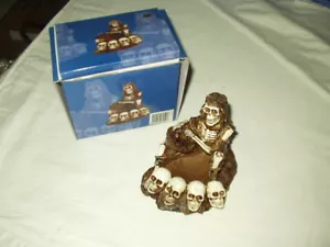 Skeleton Playing Drum with 4 Scull Heads Resin Novelty Figure & Holder - Picture 1 of 3