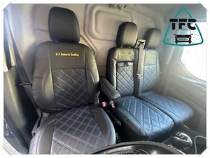 SEAT COVERS FOR FORD TRANSIT CUSTOM 2+1 FULL ECO LEATHER with LOGOS - Picture 1 of 6