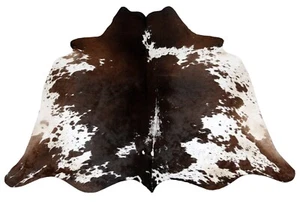 Cowhide Rug Large Dark Brown and White Real Cow Skin rug cow Hide Rugs - Imagen 1 de 10