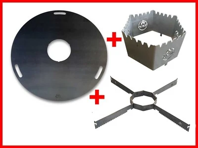 FEXON Komplett Set Feuerplatte 80 oder 100cm + VA Wok Aufsatz + Abstandsh. Plancha #21