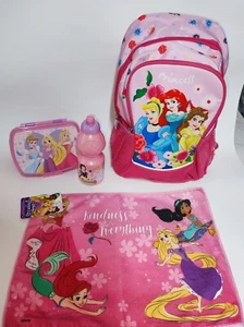 ZAINO DOPPIA ZIP PRINCIPESSE SET 4 PEZZI SCUOLA TEMPO LIBERO ASILO - Foto 1 di 2