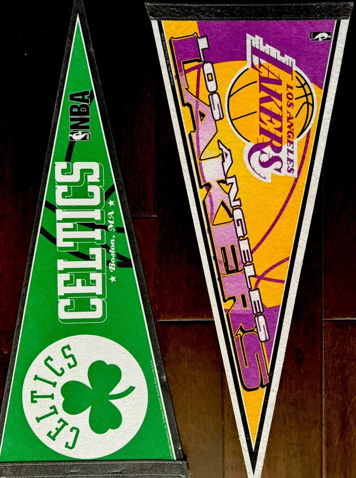 (Lot of 2) LA Lakers Vs Boston Celtics NBA Felt Pennant New, 12x30 - Image 1 of 1