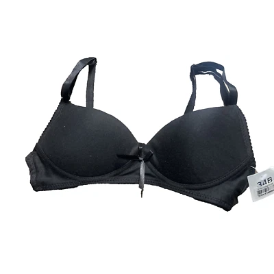 NWTS Rampage Black Padded Wirefree  Cotton Blend Bra Size 34B — 第 1/3 张图片