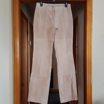 Wilsons Maxim Womens Suede Leather Pants Tan Sand Biker Rock Vintage 28 - Image 1 of 4