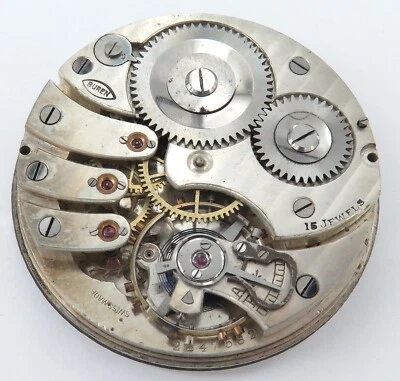 Reloj de bolsillo Buren 15J de principios de 1900 puente de 3 dedos para hombre movimiento y esfera. Foto 1 de 4