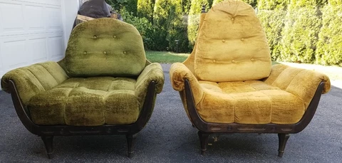 Mid Century Modern - lot of 2 Club Chair - Vintage Arm Lounge Unique Ornate Cover