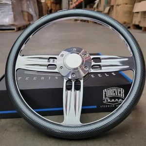 14" Inch Billet Carbon Fiber Billet Steering Wheel + Horn - 6 Hole C10 Camaro - Picture 1 of 6