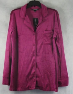 INC Women's 2-Piece Button-Up Velour Pajama Set, Rhodolite, Large - Picture 1 of 4