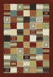 Dark Red Multi Coloured Modern Gabbeh Abstract Tribal Design Area Rugs & Runner - Picture 1 of 16