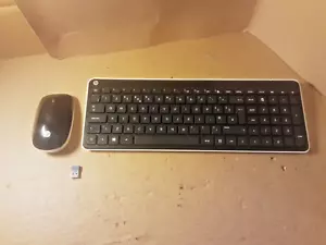 HP SK-2063 WIRELESS KEYBOARD SLIM & HP MOUSE SM-2063 + RECEIVER CORDLESS READ - Picture 1 of 17