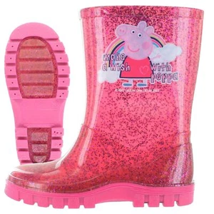 Peppa Pig Wellies Girls Pink Glitter Rainbow Wellington Boots UK Child 4 - 10 - Picture 1 of 9