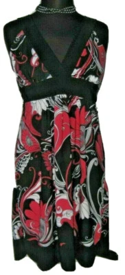 Vestido Annabelle NY Mujer Imperio Sin Mangas Cuello en V Estampado Rosa Negro Mediano NUEVO Foto 1 de 4