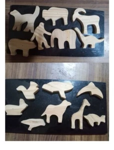 Set of 15 Wooden Animals Handmade With Natural Wood Non Colored & Non Polished - Picture 1 of 8