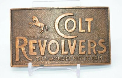 Colt Revolvers "The World's Right Arm" Vintage Copper Color Western Belt Buckle - Image 1 of 4