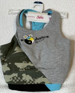 Justice Sports Bras Girls 28 Padded Racer Back Aqua Camo NWT - Picture 1 of 6