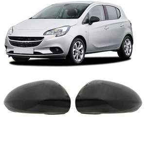Par de tapas de espejo negras brillantes carcasa de espejo para Opel Corsa D, Corsa E - Imagen 1 de 10