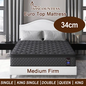 Viscountess Mattress Euro Top Memory Foam Bed Queen Double King Single 34cm - Picture 1 of 17