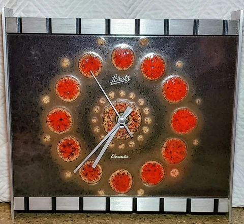 SCHATZ 1960s Elexacta CLOCK Wall~Shelf Retro MOD Ceramic & Aluminum MCM Works! Cover