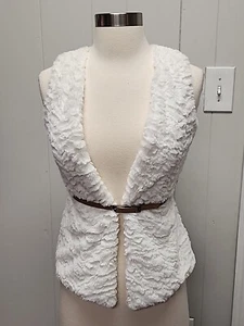  Belle Du Jour Girls Faux Fur Vest With Brown Belt With Silver Buckle Size M - Picture 1 of 8