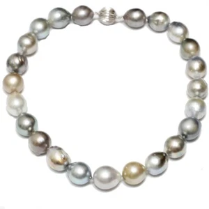 Tahitian Baroque Pearl Necklace 16.5 - 15 mm AAA Pastel Multi Color 14k Gold - Picture 1 of 7