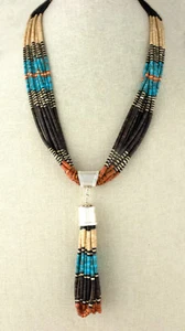 Collar Heishi multicolor de 10 hebras con colgante a juego - Imagen 1 de 3