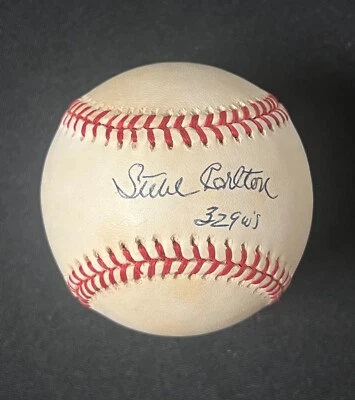Steve Carlton HOF Philadelphia Phillies Signed Inscribed 329 Baseball PSA Cert - Image 1 of 3