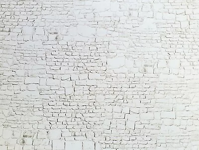 Dollhouse White Stone Wall Whitewashed Weathered Aged Embossed Card 1:12 Scale - Image 1 of 4