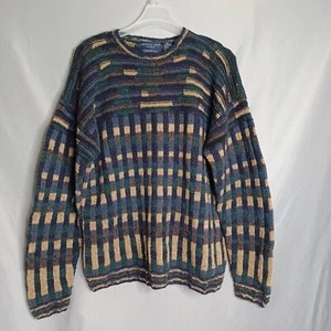 Northern Isles Sweater Mens L Multi Color Knitted by Hand Thick Cable Fisherman - Picture 1 of 6