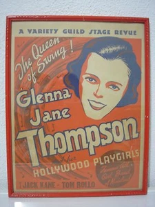 Vintage Original 1936 Big Band Jazz Swing Era Glenna Jane Thompson Poster  - Picture 1 of 1