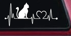 Cat Feline Heartbeat Lifeline Love Car or Truck Window Vinyl Decal Sticker - Bild 1 von 33