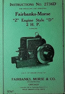 Fairbanks Morse 2PS Z Style D Hit-Miss 1941 Motor Owner, Service & Parts Manual - Bild 1 von 4
