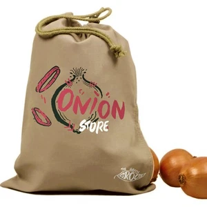 ZWIEBEL AUFBEWAHRUNGSTASCHE Küche Lebensmittel Verdunkelung Futter Kordelzug Behälter Organizer - Bild 1 von 4