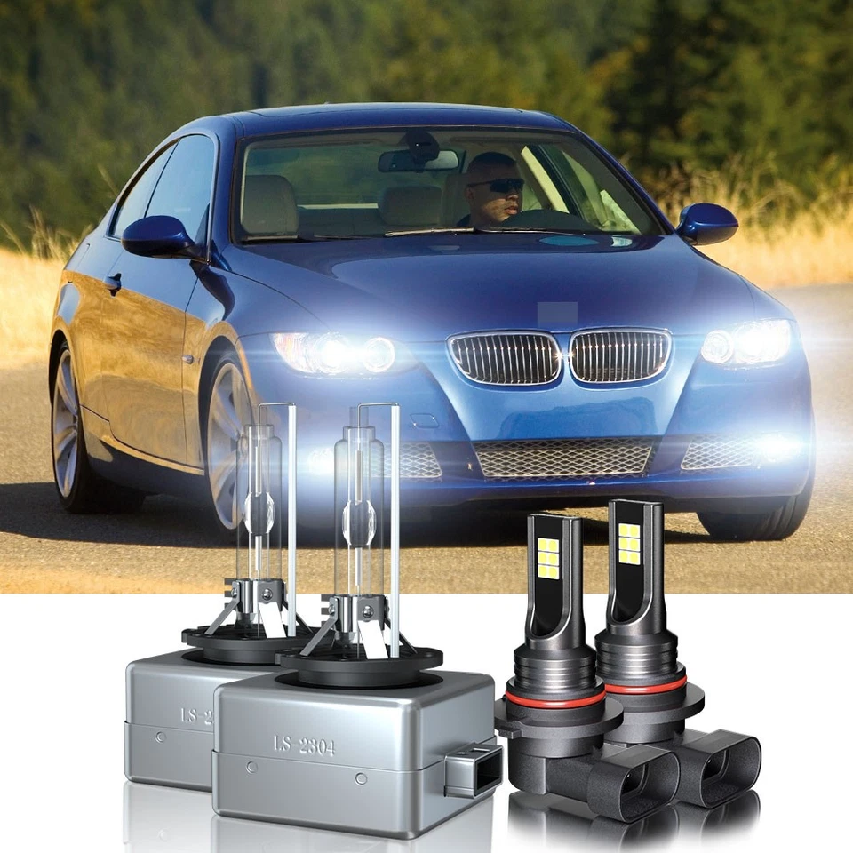 4X D1S 9145 HID Headlight+LED Fog Light Bulbs For 07-10 BMW E92 E93 328i 335i M3 - Image 1 of 4