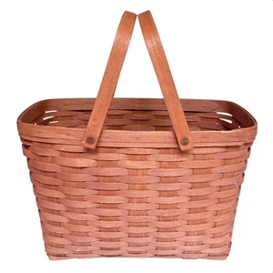 Longaberger Market Basket 80s Large 15.5" Picnic Storage 2 Handles Made USA Vtg - Picture 1 of 11